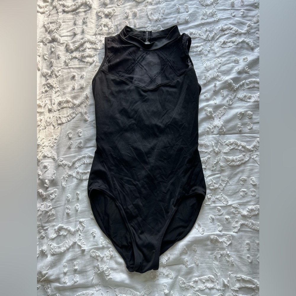 black highneck Mirella dance leotard size adult medium